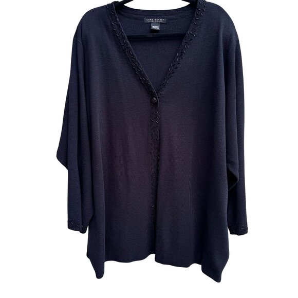 Lane Bryant Designs Collection Womens Black Beaded Knit Cardigan Sweater 26/28 - Picture 1 of 8